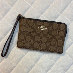 Coach Signature Brown Wristlet